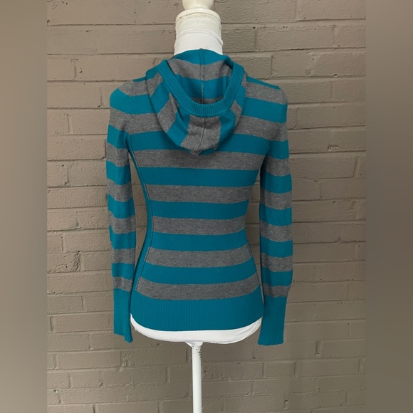 GUESS striped zip front sweater hoodie XS - Picture 10 of 15